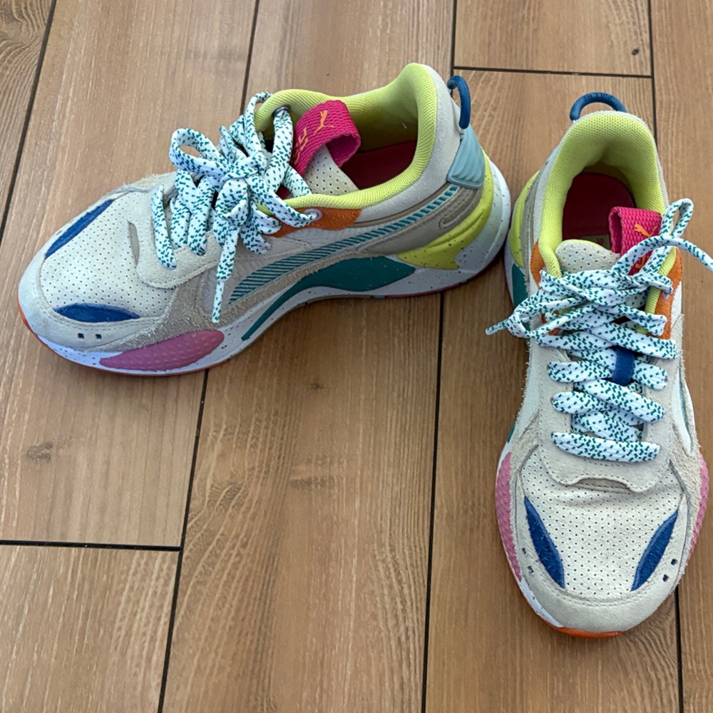 Puma Sneakers in White, Blue, Pink, and Green